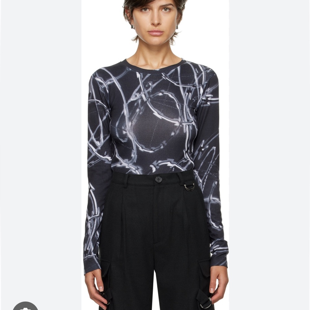 lesugiatelier Black Barbed Wire Long Sleeve T-Shirt